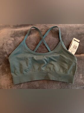 adidas Sage Green Cross-Back Seamless Sports Bra